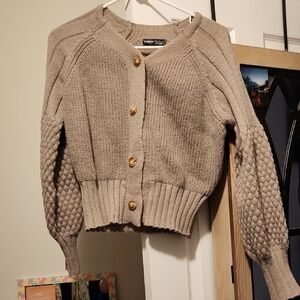 SHEIN Taupe Cardigan with Gold Buttons